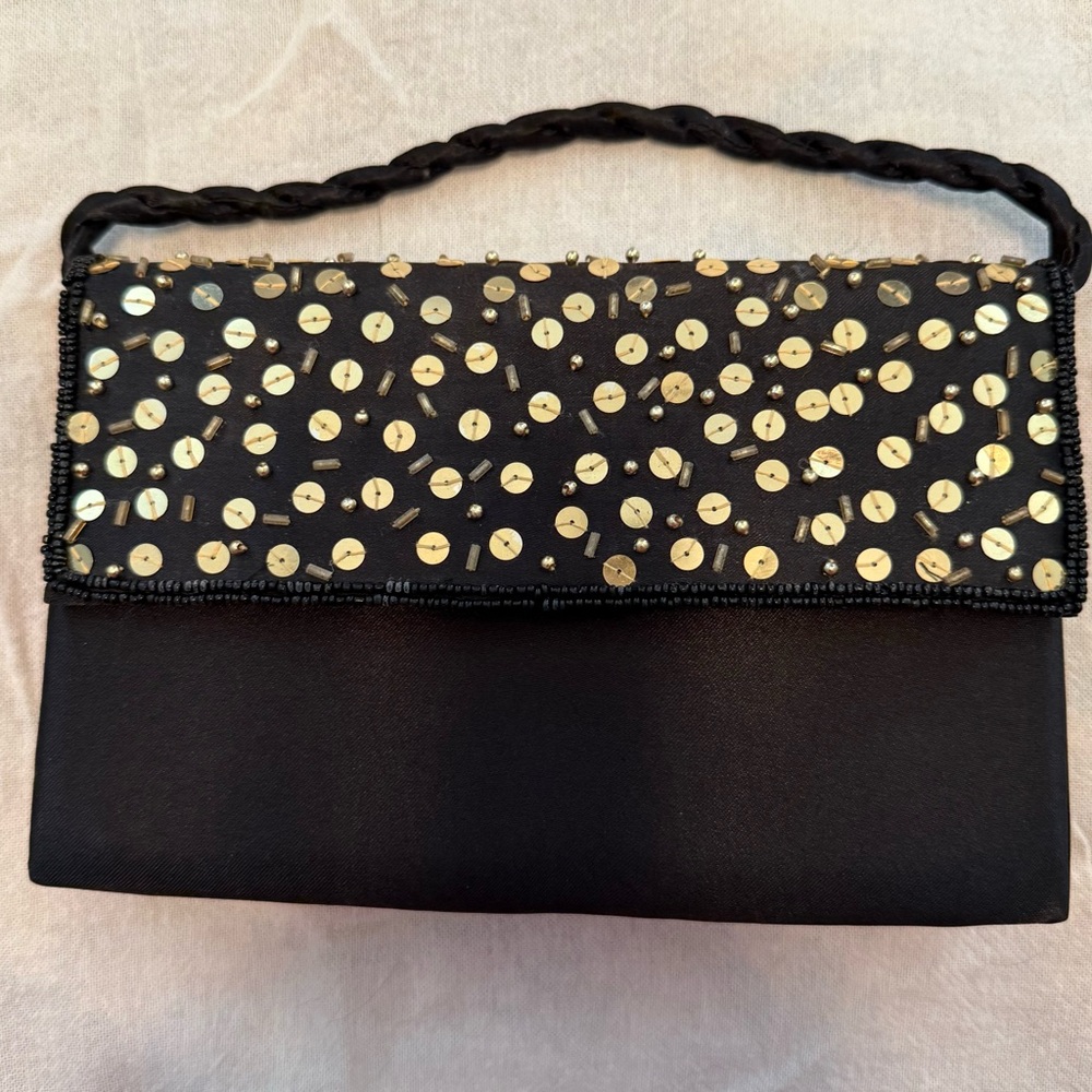 Elegant Vintage Black and Gold Women's Bag